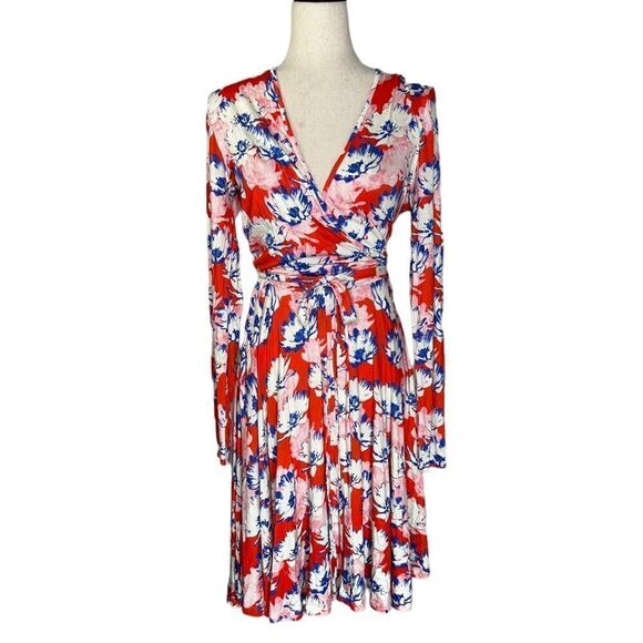 Yumi Kim Red Floral Running in Circles Midi Wrap Dress| Size S - Picture 1 of 8